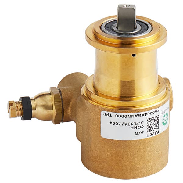 A grey boiler pump with a black cover.