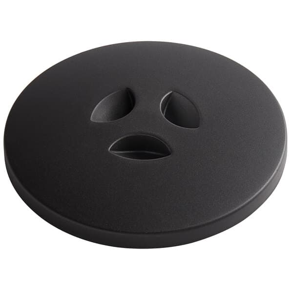 A black hopper lid with holes for an Estella Caffe espresso grinder.