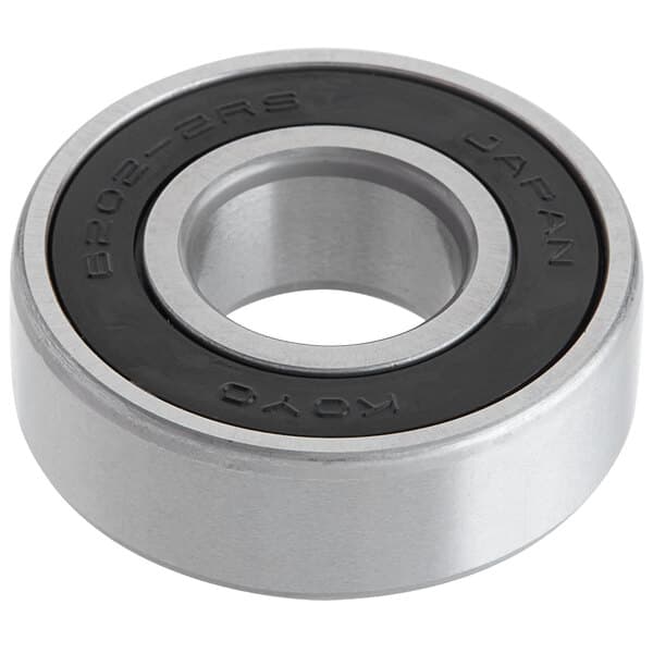 A close up of an Estella bearing with a black and silver ring.