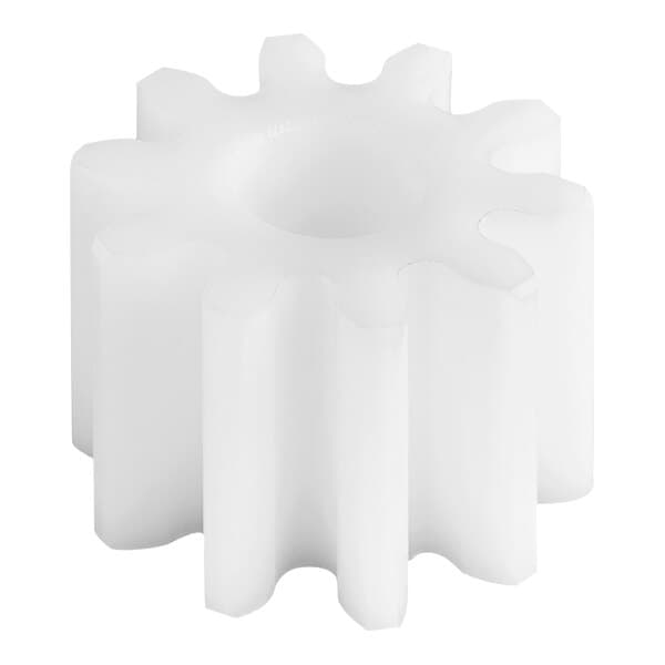 A white plastic gear designed for use in dough sheeters.