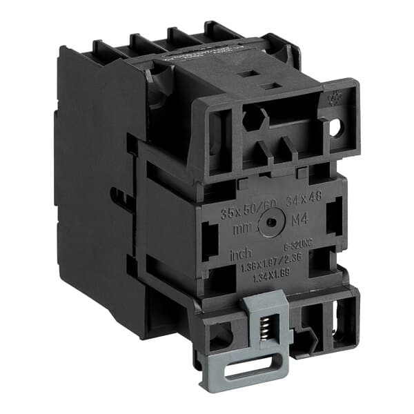 A black electrical device with screw terminals.