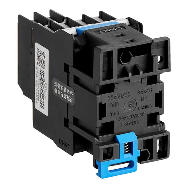 An Estella AC contactor with blue and black connectors.