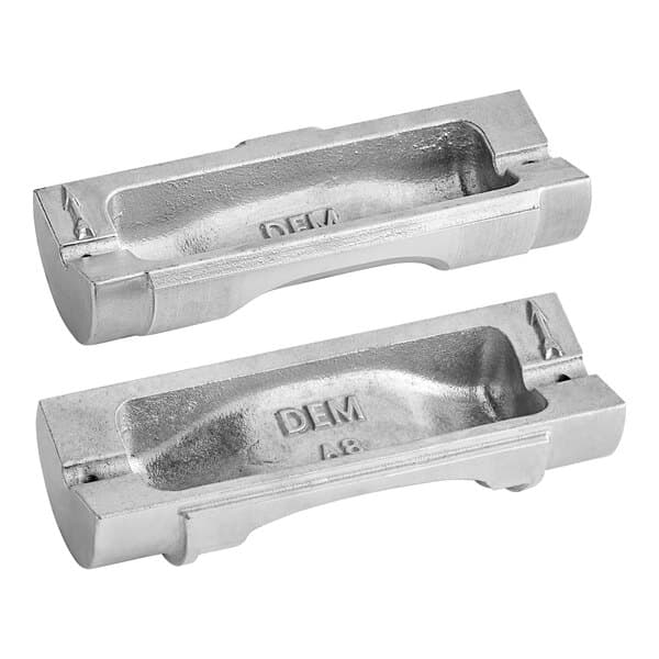 Two silver metal Estella semi-circle die plates.