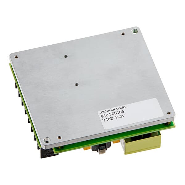 A close-up of the Estella Circuit Board for DPC18P in a metal box with a white background.