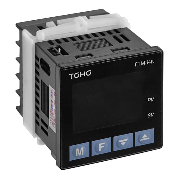 A white plastic case for a black Estella Caffe temperature regulator switch.