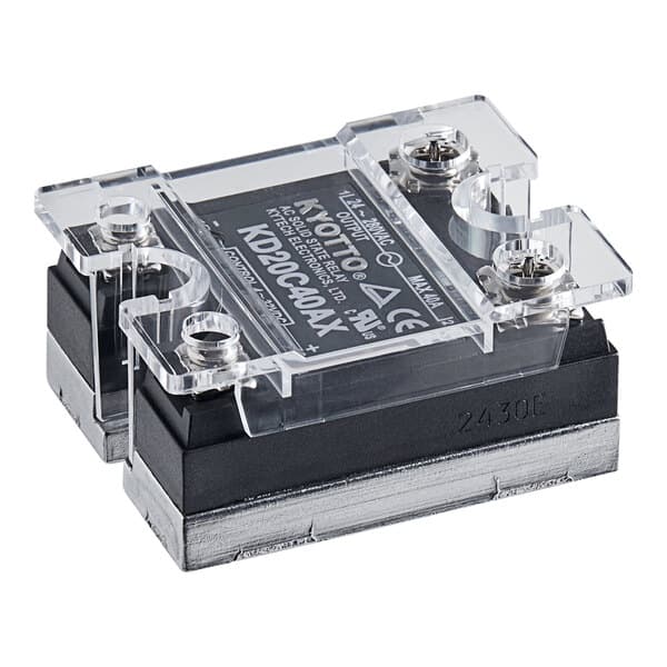 A white plastic Estella Caffe solid state relay.