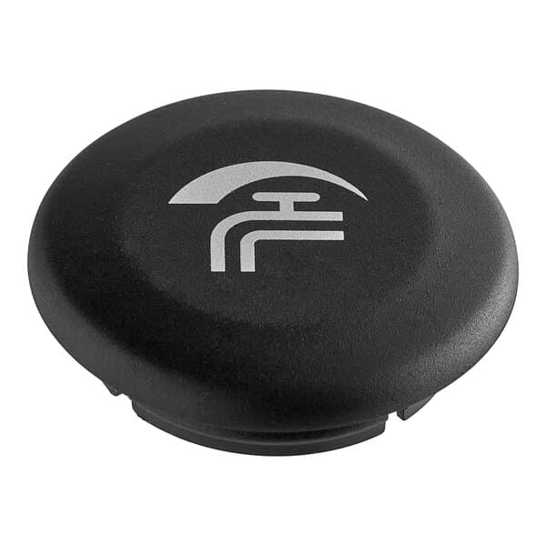 A black round button with a white logo reading "Estella Caffe"