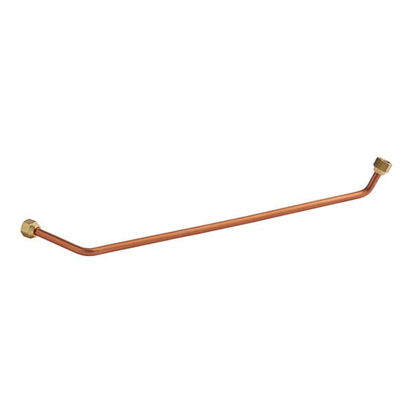 A long copper pipe with gold fittings.