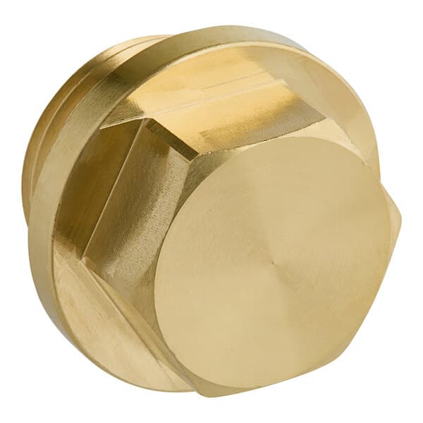 A gold brass threaded nut for Estella Caffe coffee machines.