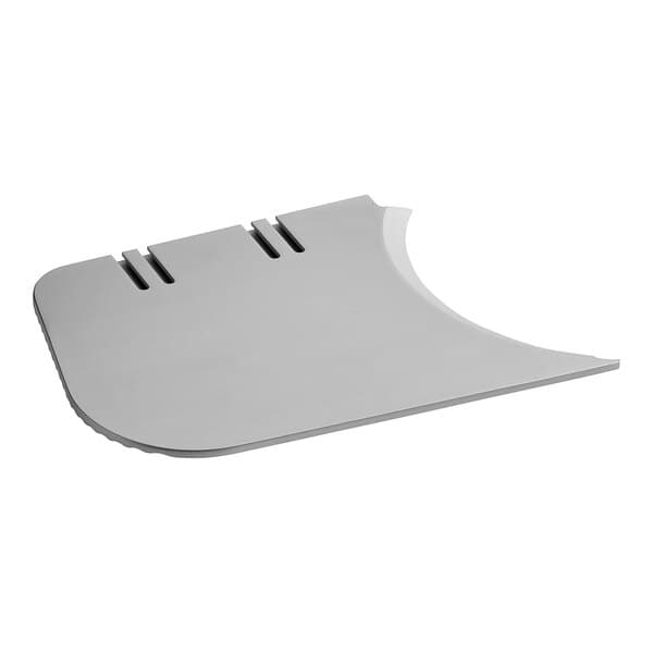 A white rectangular Estella thickness gauge with three holes.