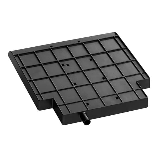 A black square Estella Caffe drip tray with a grid pattern and holes.