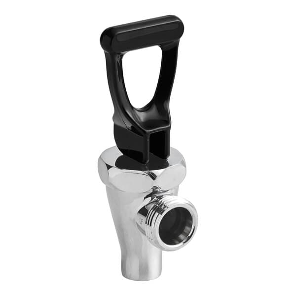 A close-up of a black and chrome Estella Caffe faucet with a handle.