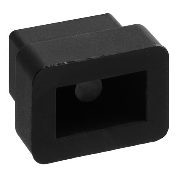 A black square Estella Caffe power button with a hole in it.