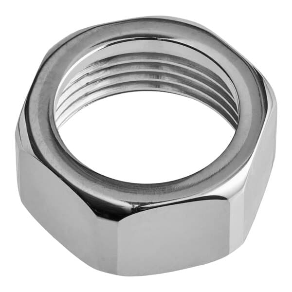 A hexagonal stainless steel nut for an Estella hot water dispenser.