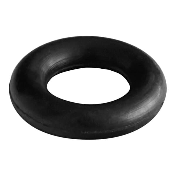 A close-up of a black oval rubber ring.