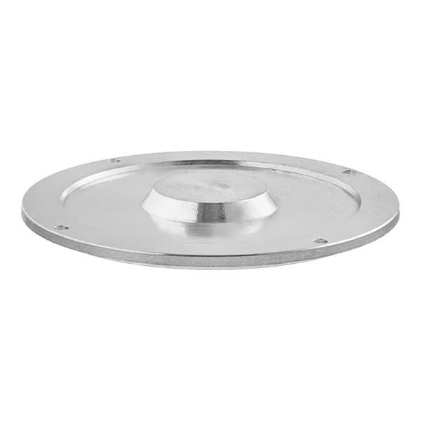 A silver stainless steel Estella mouth side cover plate with holes in the middle.