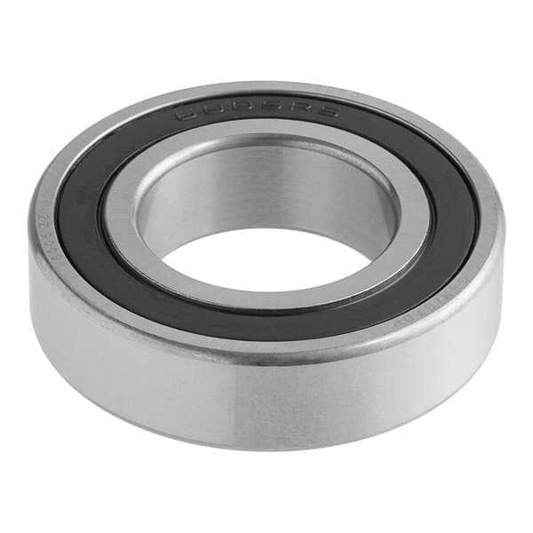 A close-up of an Estella ball bearing with a black rubber seal.