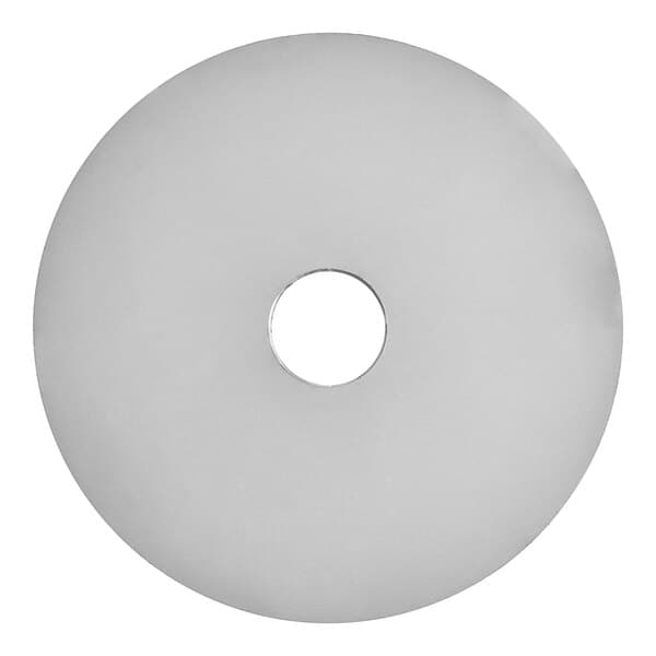 A white circular disc with a hole in the center.