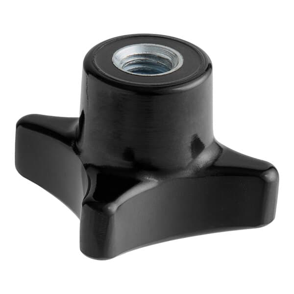 A black plastic locking knob with a nut on top.