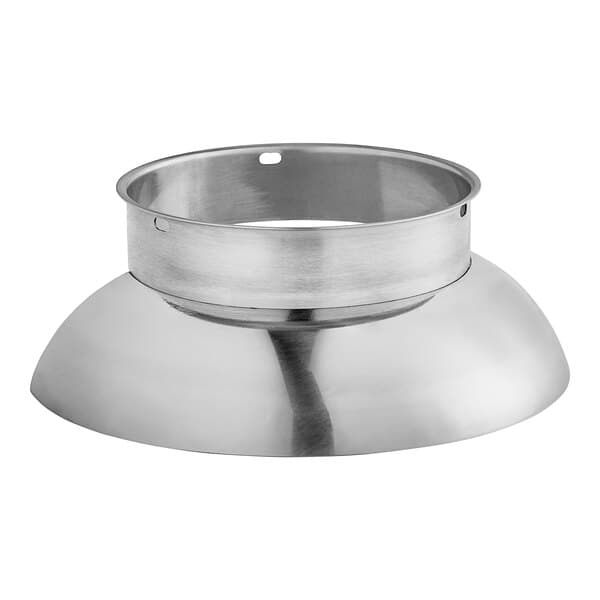 A silver metal safety net with a round base.