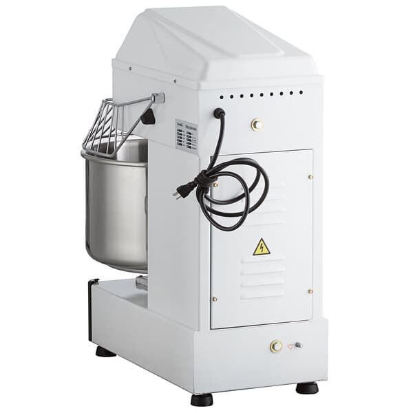 A white Estella dough mixer with a metal bowl.