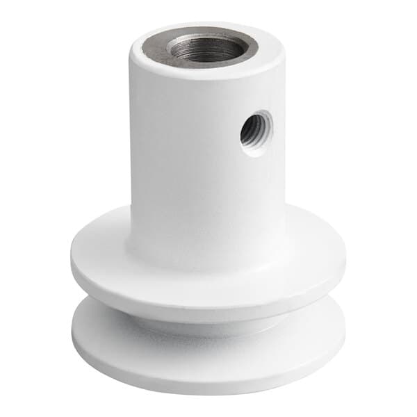 A white replacement pulley shaft motor component for Estella countertop bread slicers.