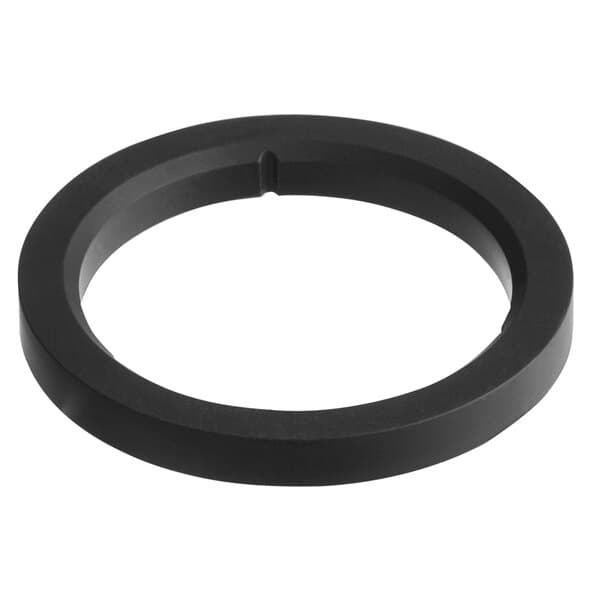 A black rubber O-ring with a black circle.