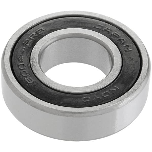 A close up of a black rubber sealed bearing for a dough sheeter.