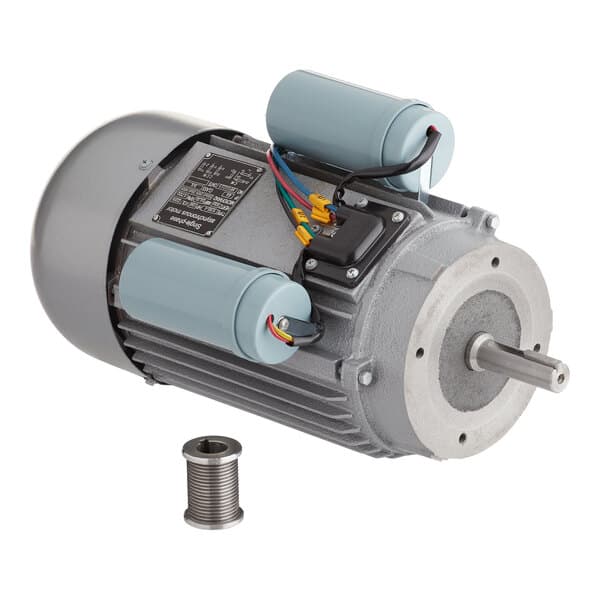 A grey Estella electric motor with wires and a nut.