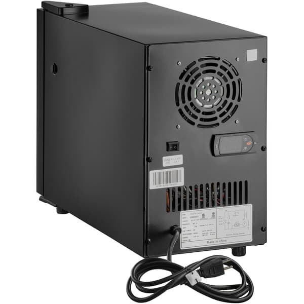 A black box with a fan and a cord.