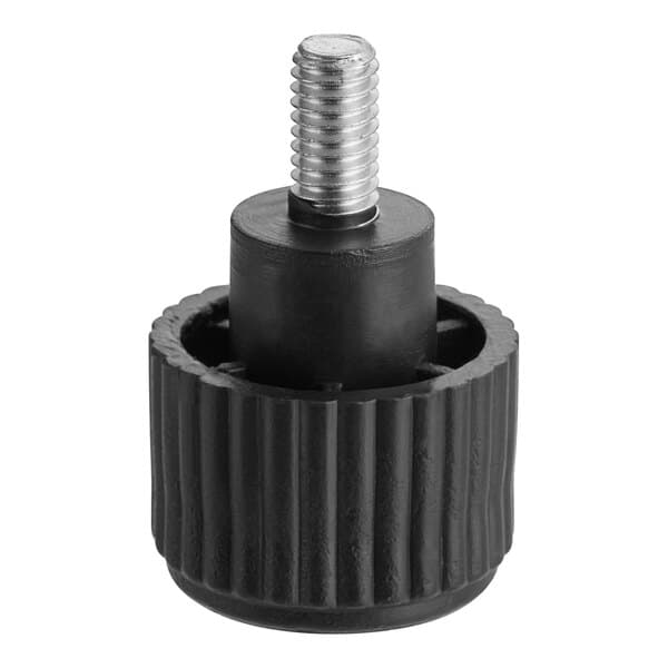 a black plastic object with a screw