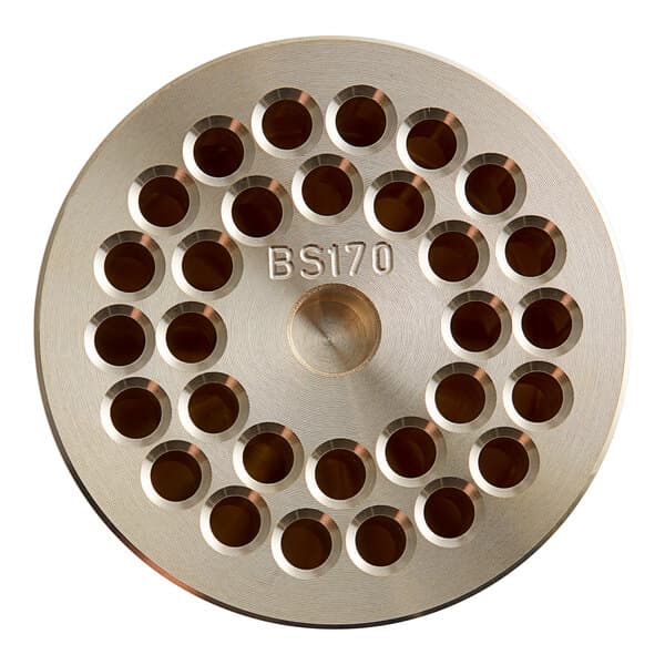 A circular metal Estella lasagna pasta die with adjustable holes.