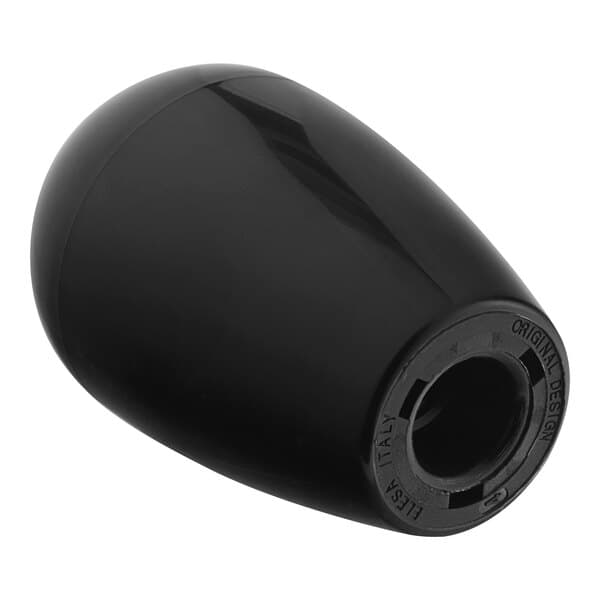 A black plastic oval knob with a black center.