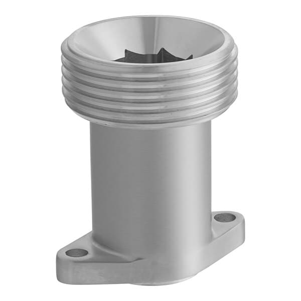 A silver stainless steel Estella extruding head for PEM4.