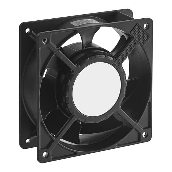 A black Estella cooling fan with a white circle on the front.