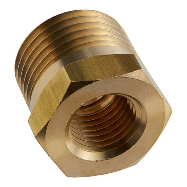 A close-up of a brass Estella Caffe threaded nut.