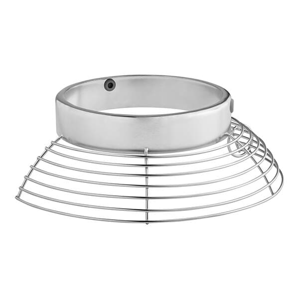 A silver metal ring with wire around it.